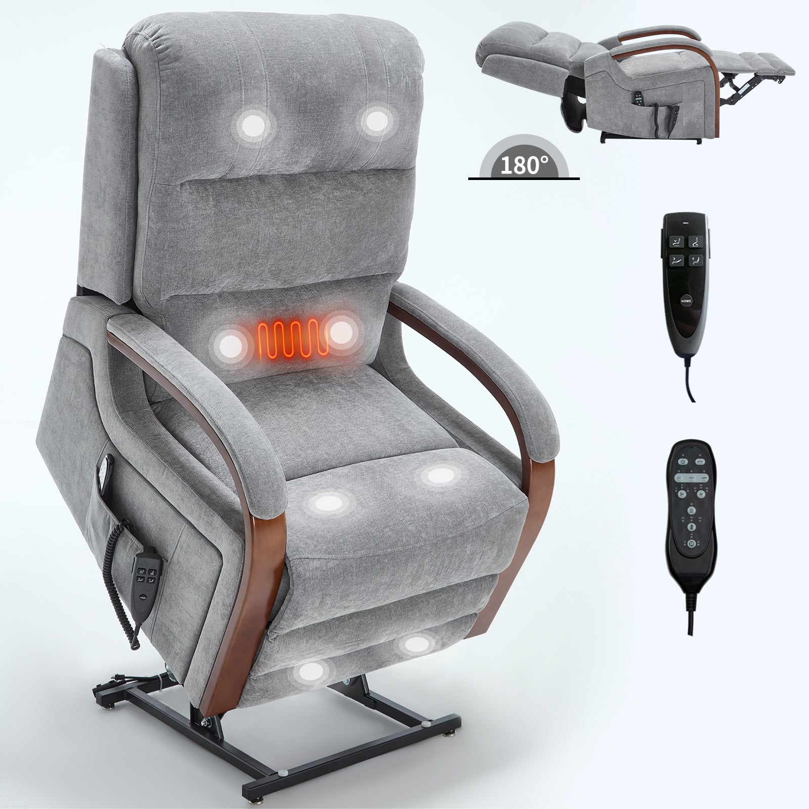 Power Chenille Lift Recliner Chair Dual Motor Infinite Position Up to 350 Pounds detail image 48