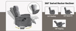 Heat Massage Manual Recliner Chair with Rocker and Swivel in Fabric for Living Room detail image 45