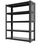 Industrial Heavy-Duty Metal 5-Tier Adjustable Shelving Unit with Pegboard for workshop, garage, storage, or utility use