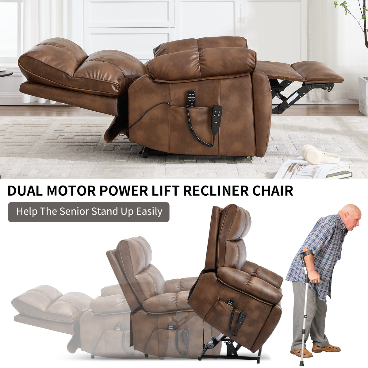 Dual-Motor Power Lift Recliner with Heat & Massage, 350 lb Capacity detail image 95
