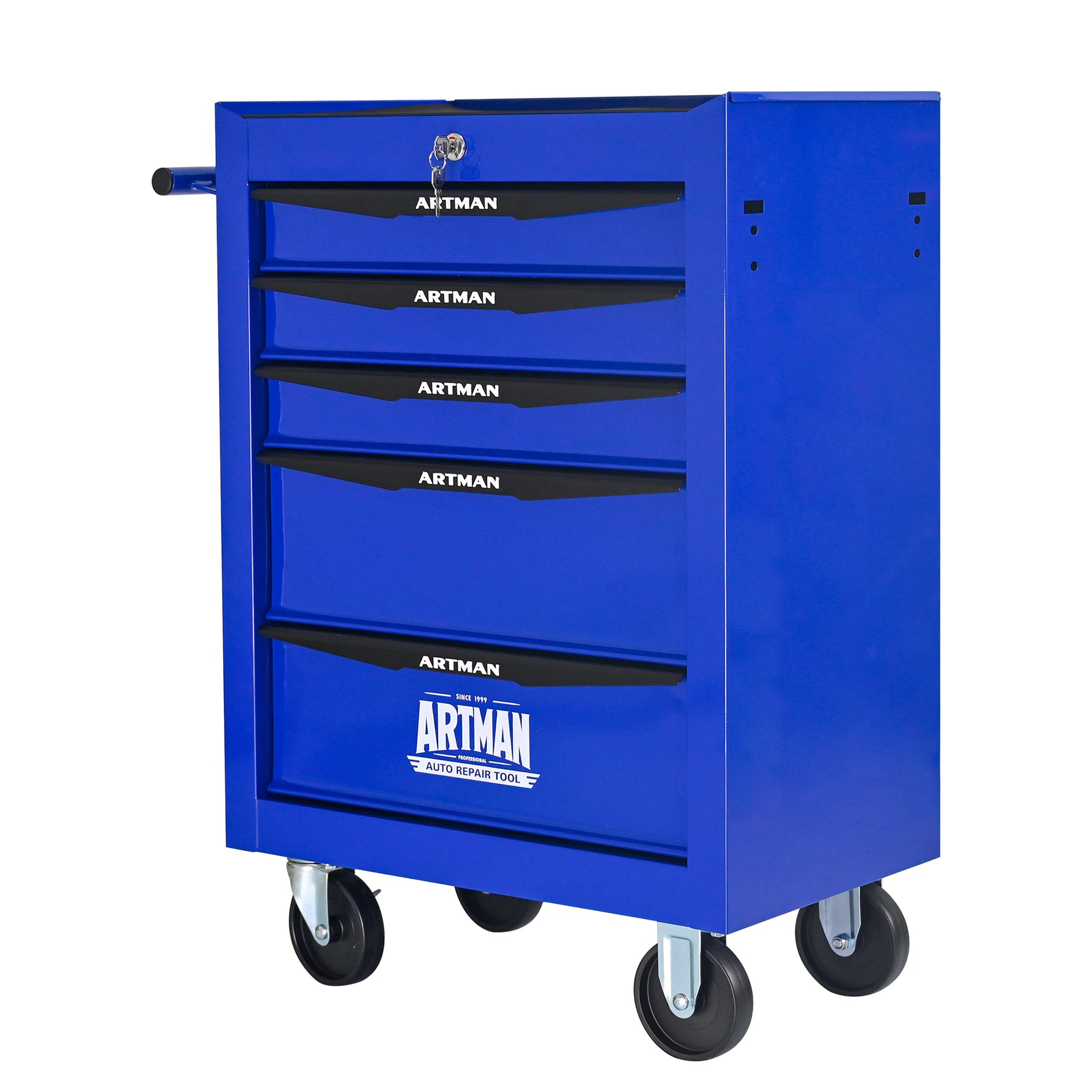 Rolling 5-Drawer Steel Tool Chest with Stainless Steel Top for workshop, garage, storage, or utility use