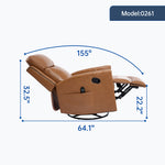 Genuine Leather Heat Massage Manual Recliner Chair with Rocker and Swivel for Living Room detail image 70