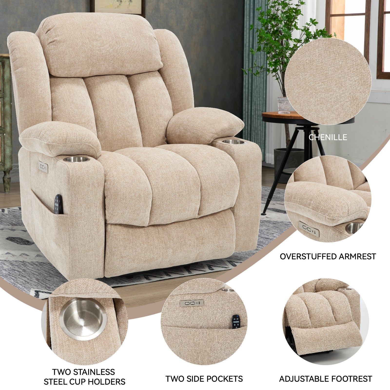 Dual-Motor Leather-Air Power Lift Recliner detail image 83