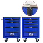Rolling 5-Drawer Steel Tool Chest with Stainless Steel Top for workshop, garage, storage, or utility use