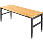 VEVOR Adjustable Height Hardwood Workbench with Power Outlets for workshop, garage, storage, or utility use
