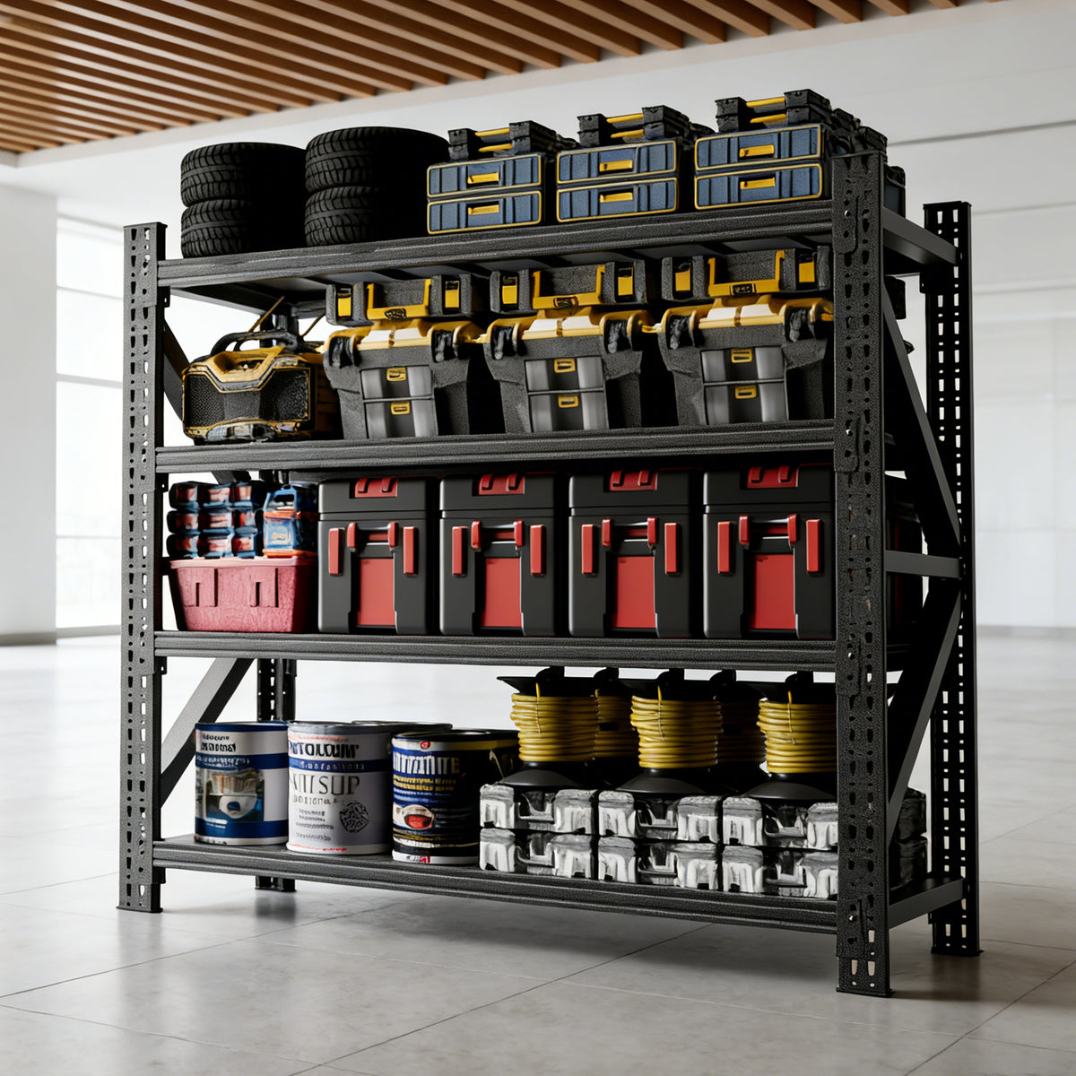 Heavy Duty Metal Adjustable Garage Shelving Unit, 4000lb Capacity Industrial Storage Rack for workshop, garage, storage, or utility use