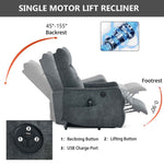 Chenille Single-Motor Power Lift Recliner with Massage & Heat detail image 40