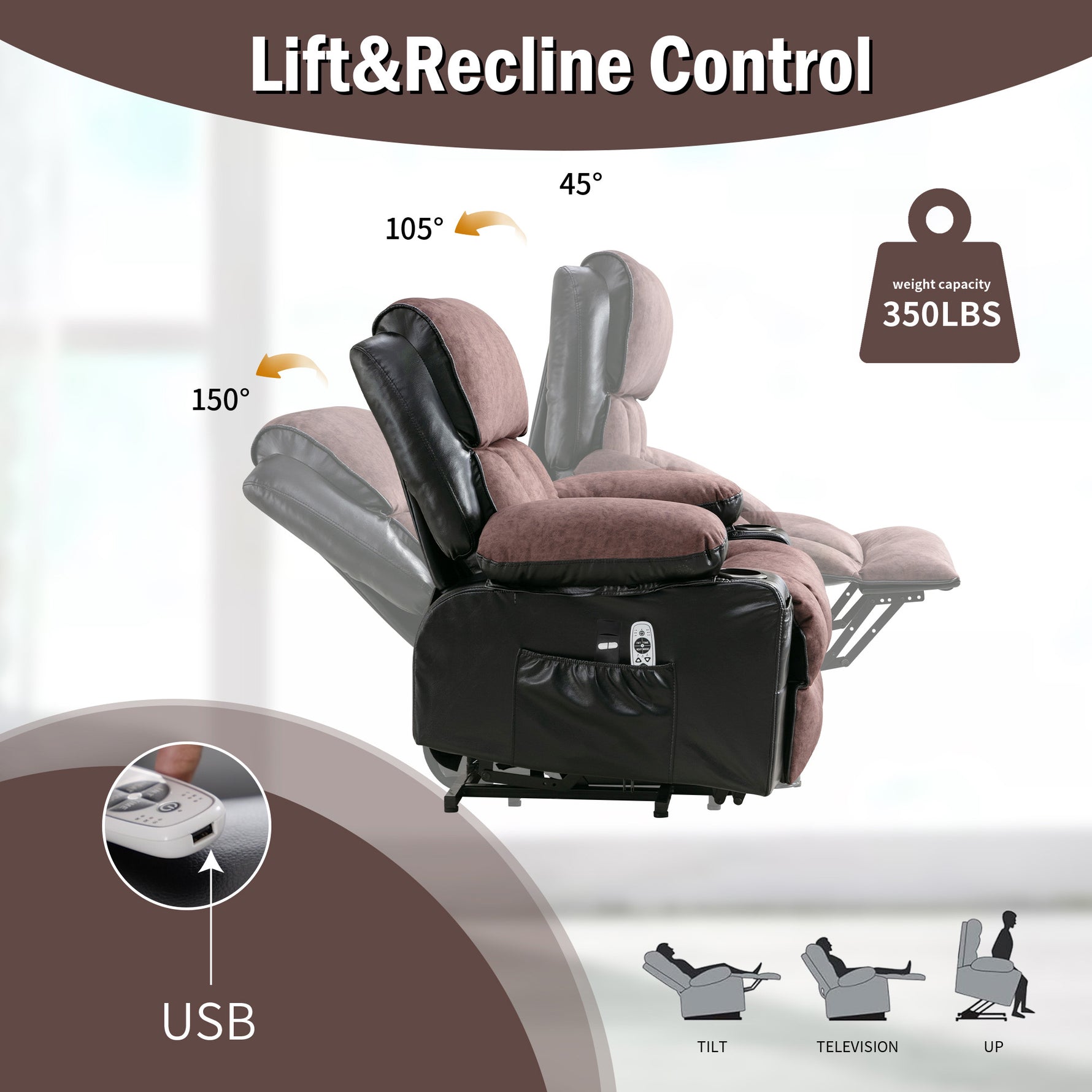 Power Lift Massage Recliner with Heat and Vibration detail image 48