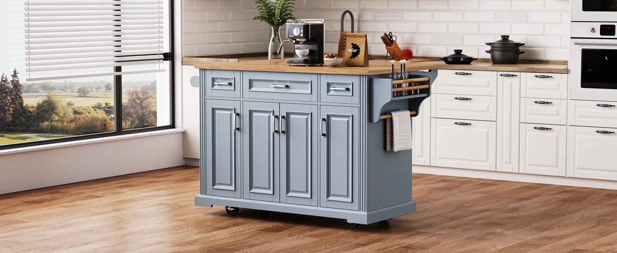 54 in. Rolling Kitchen Island with Drop Leaf & Storage product view 94