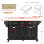 Rubberwood Drop-Leaf Kitchen Cart with 3 Drawers product view 23