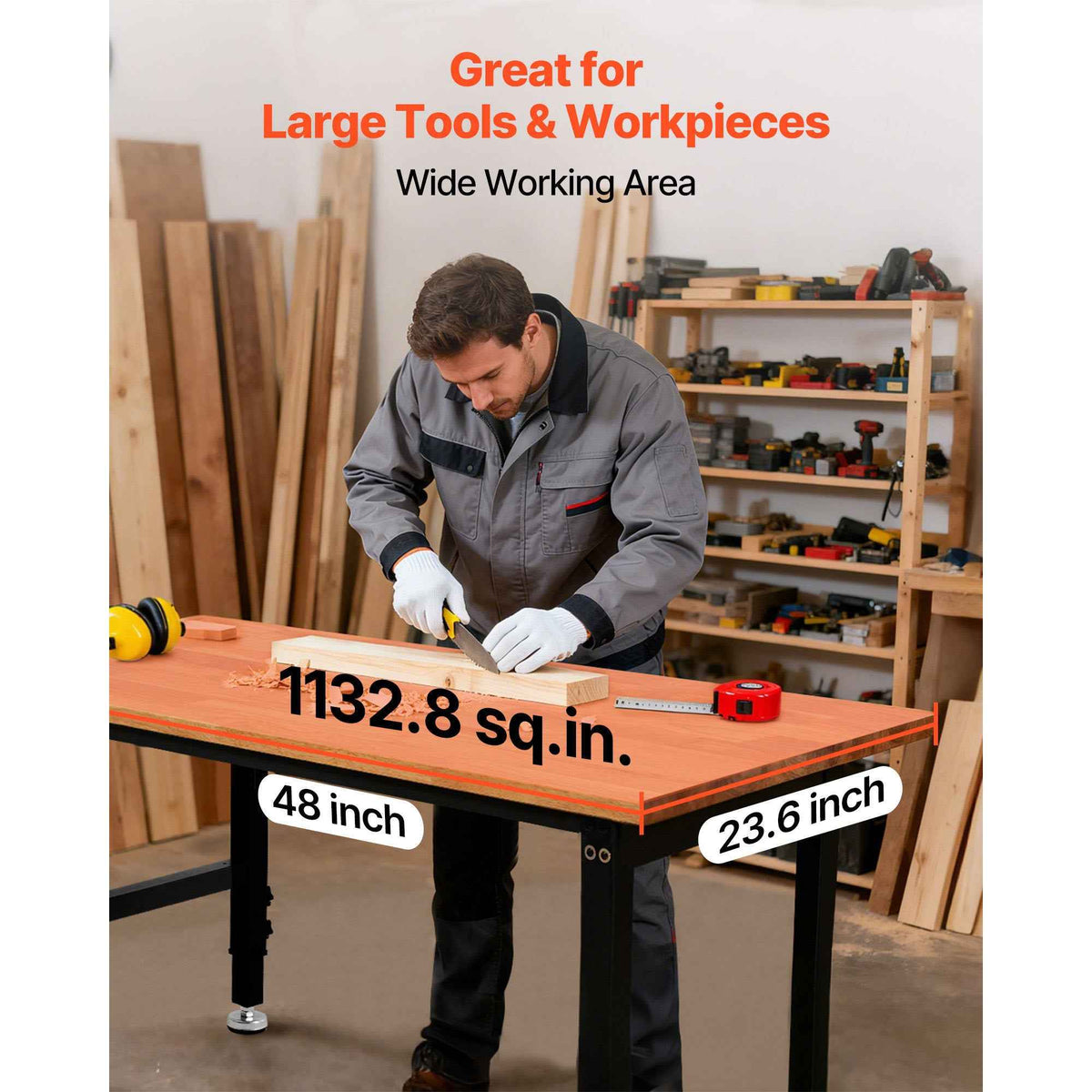 VEVOR Adjustable Height Hardwood Workbench with Power Outlets - workbench for daily comfort and function