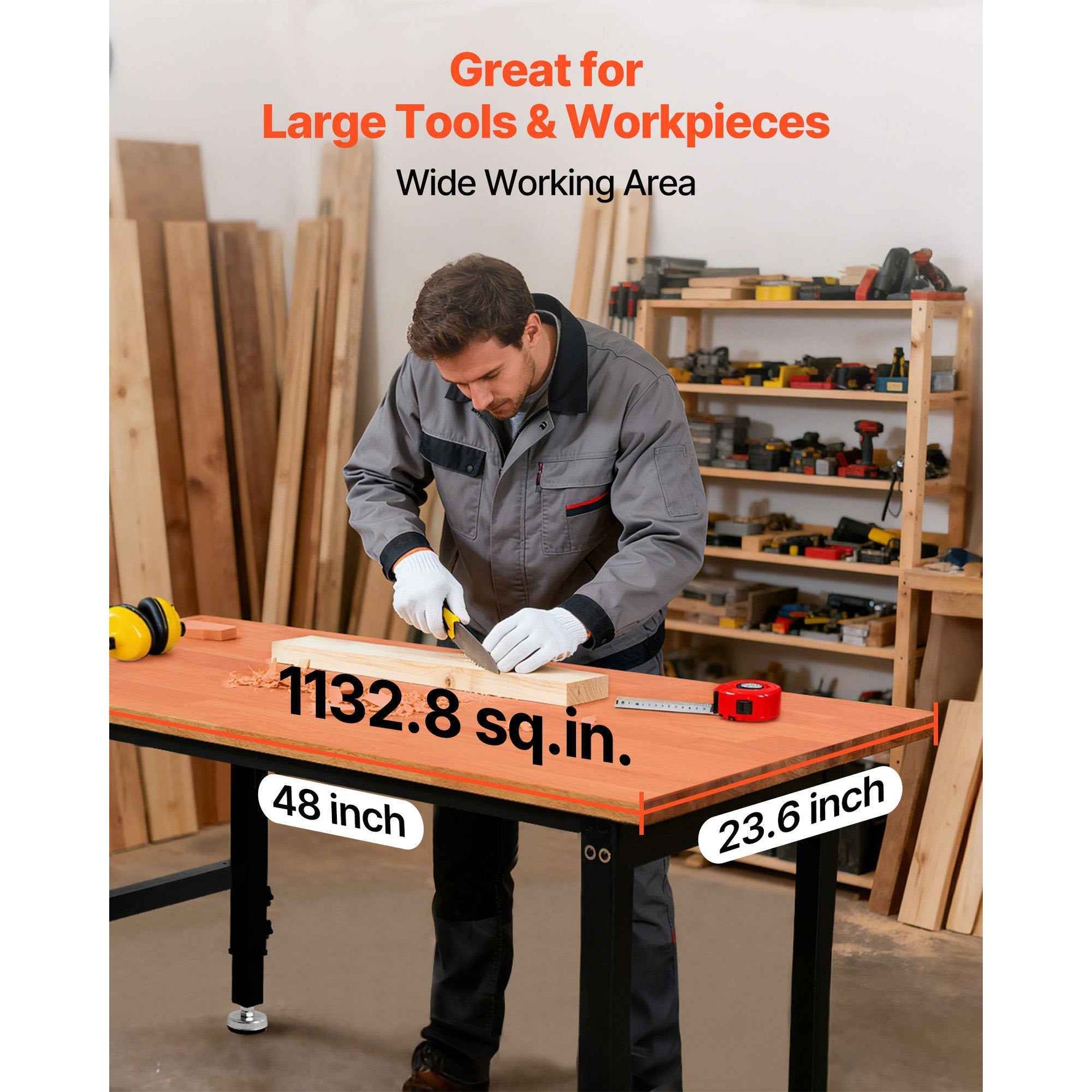 VEVOR Adjustable Height Hardwood Workbench with Power Outlets - workbench for daily comfort and function