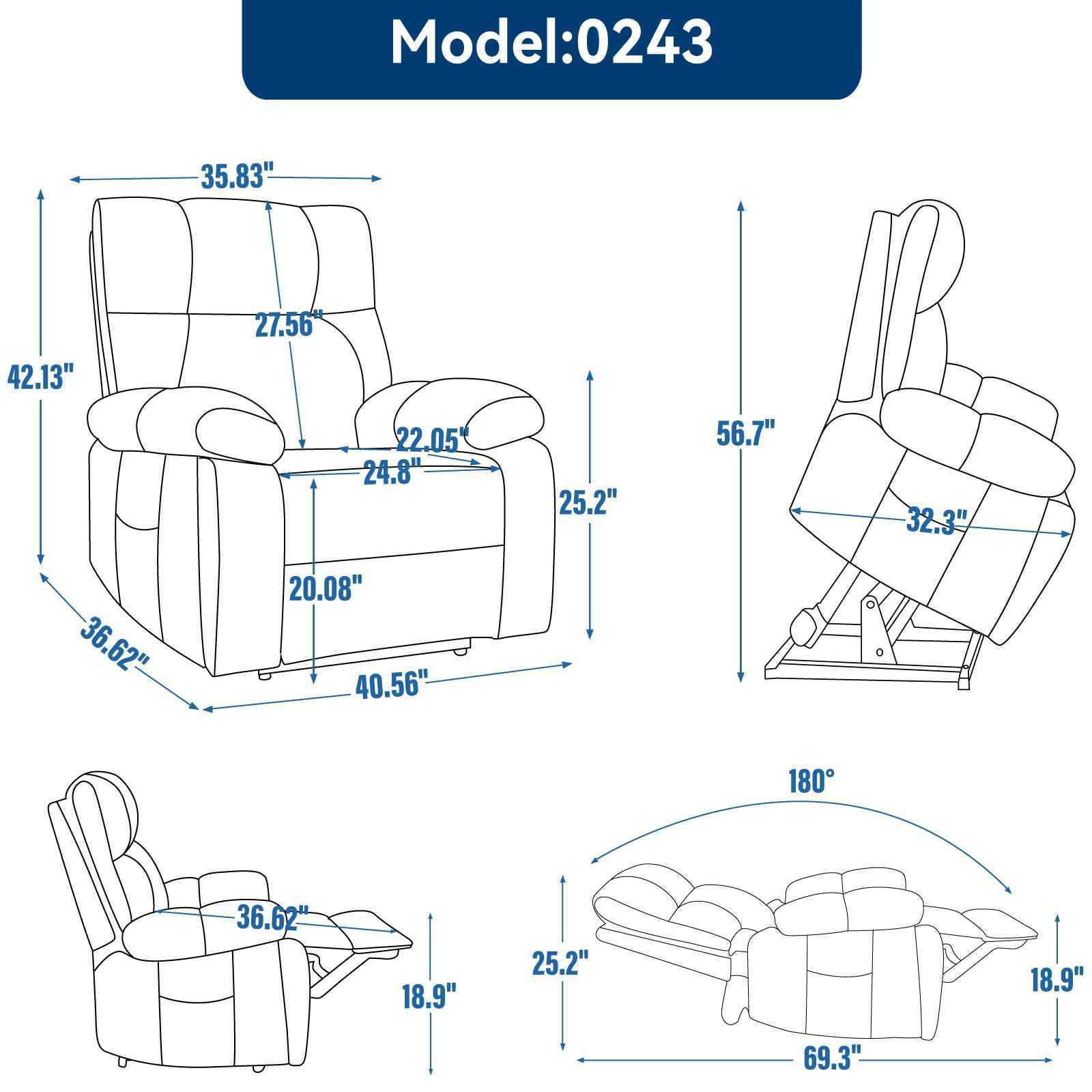 Dual-Motor Power Lift Recliner with Heat & Massage, 350 lb Capacity detail image 3
