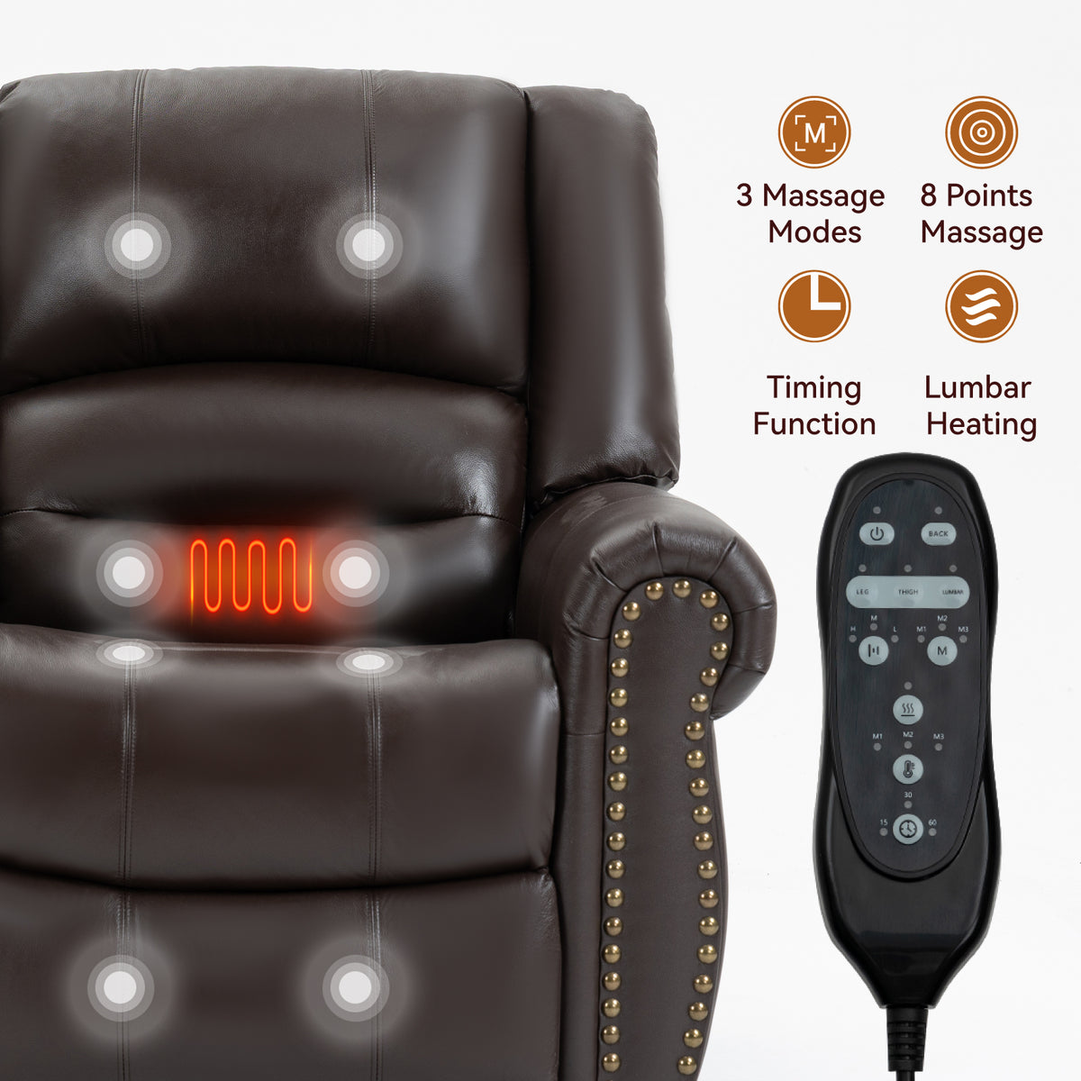 Dual-Motor Power Lift Heat & Massage Recliner detail image 15