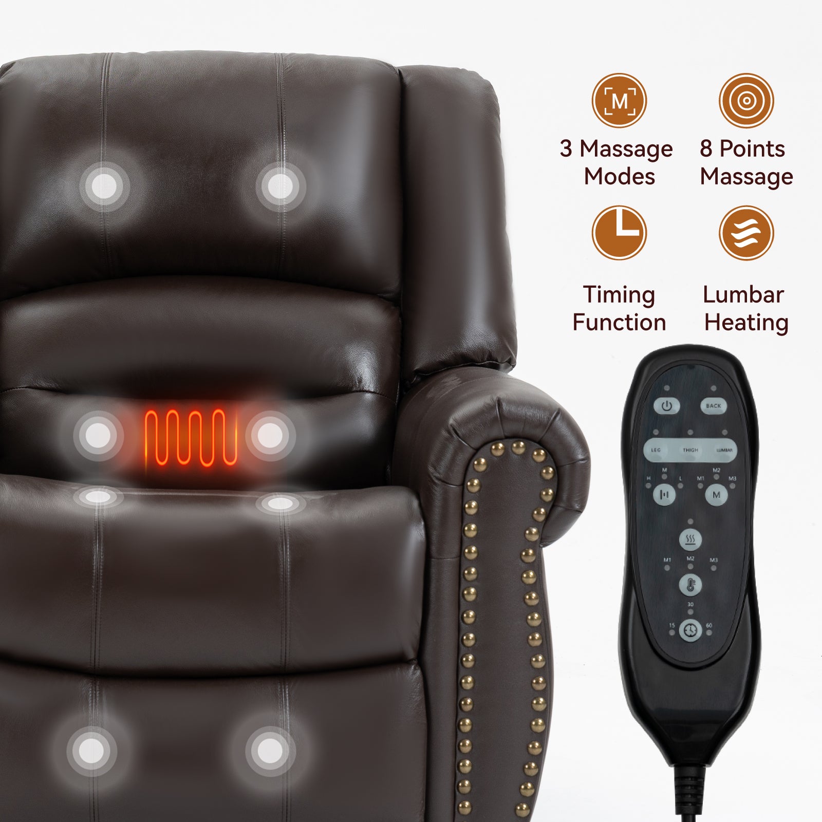 Dual-Motor Power Lift Heat & Massage Recliner detail image 15
