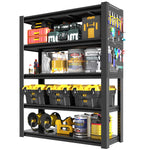Industrial Heavy-Duty Metal 5-Tier Adjustable Shelving Unit with Pegboard for workshop, garage, storage, or utility use