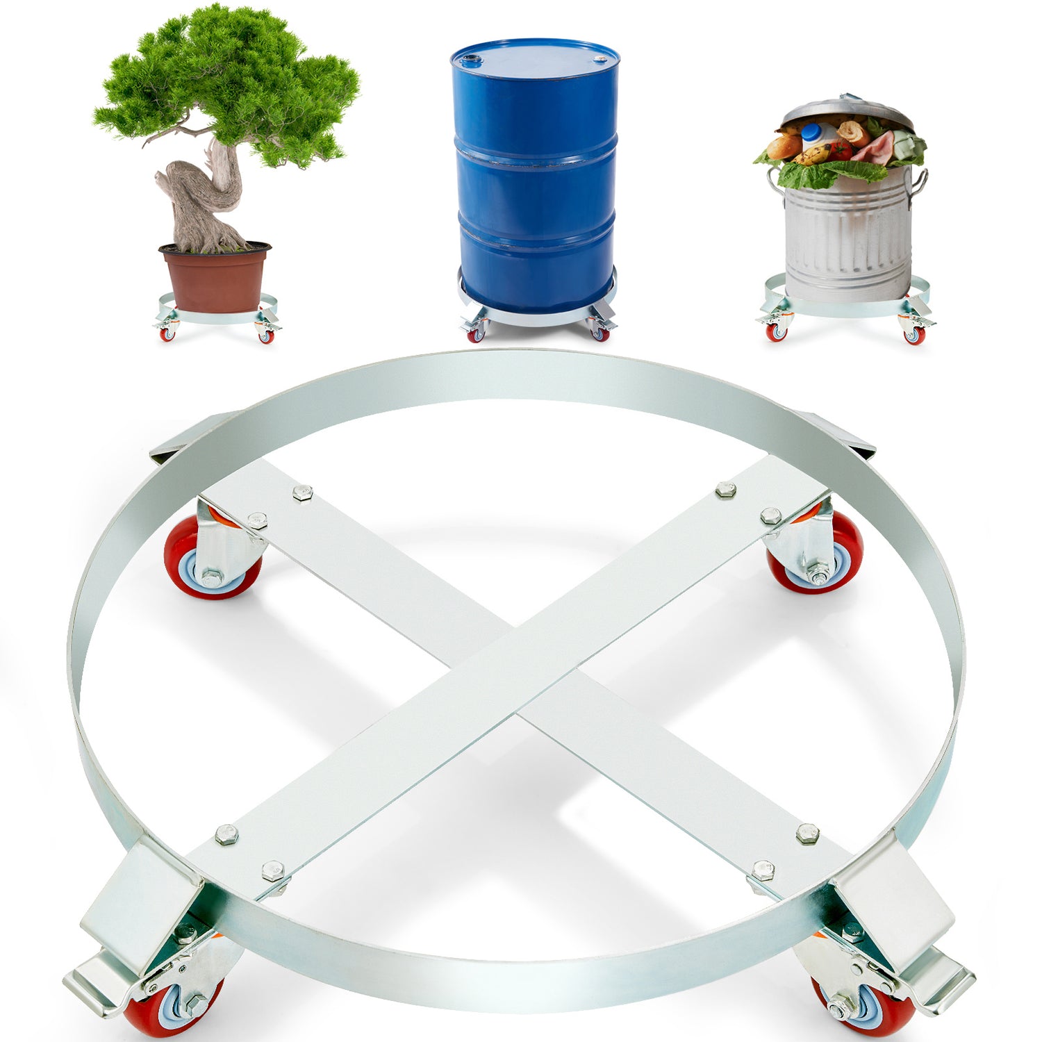 2PCS 55 Gallon Heavy Duty Drum Dolly, 1000 lb Load Capacity, Barrel Dolly Cart Drum Caddy for workshop, garage, storage, or utility use