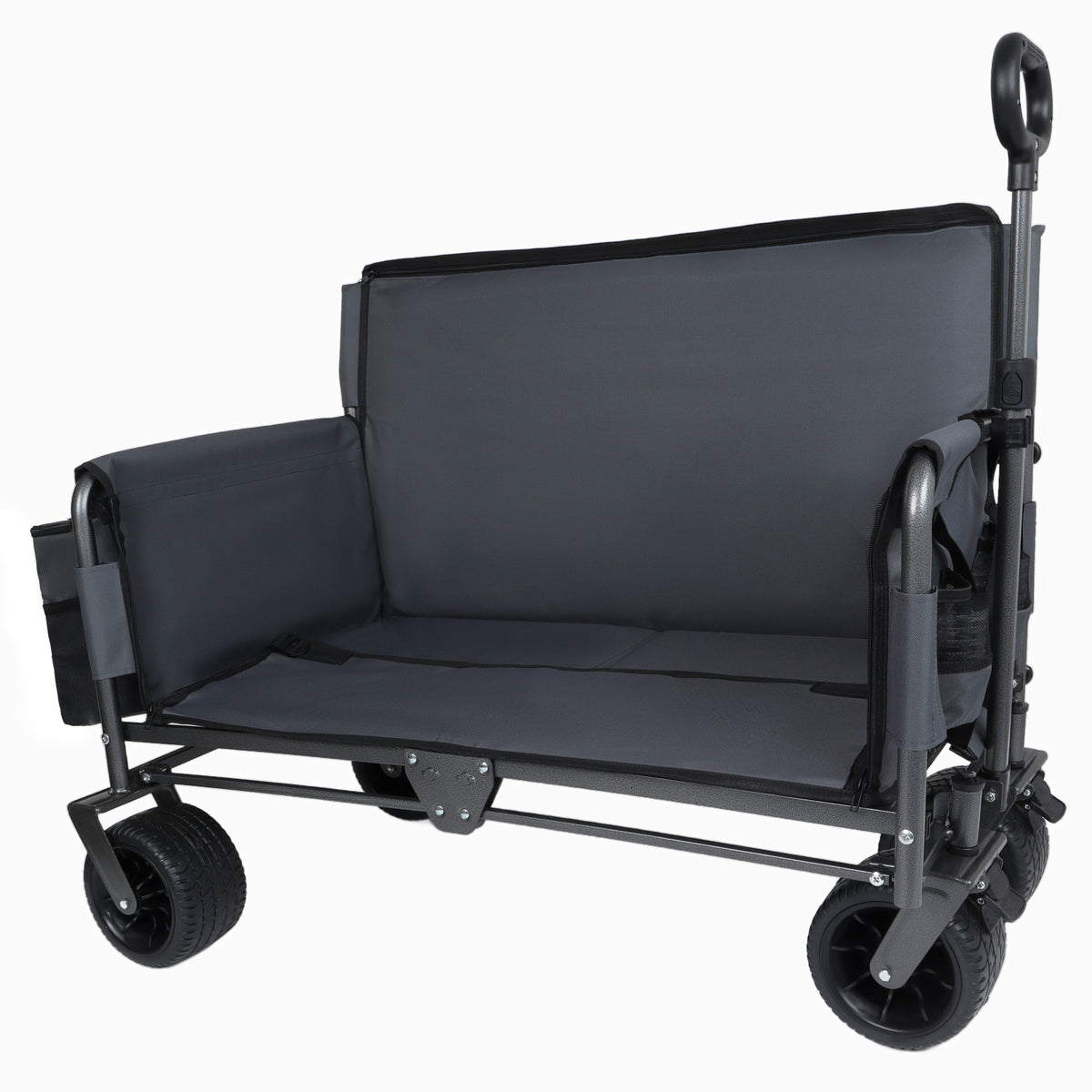 3-in-1 Folding Wagon Cart with Bench Seat & Storage for workshop, garage, storage, or utility use