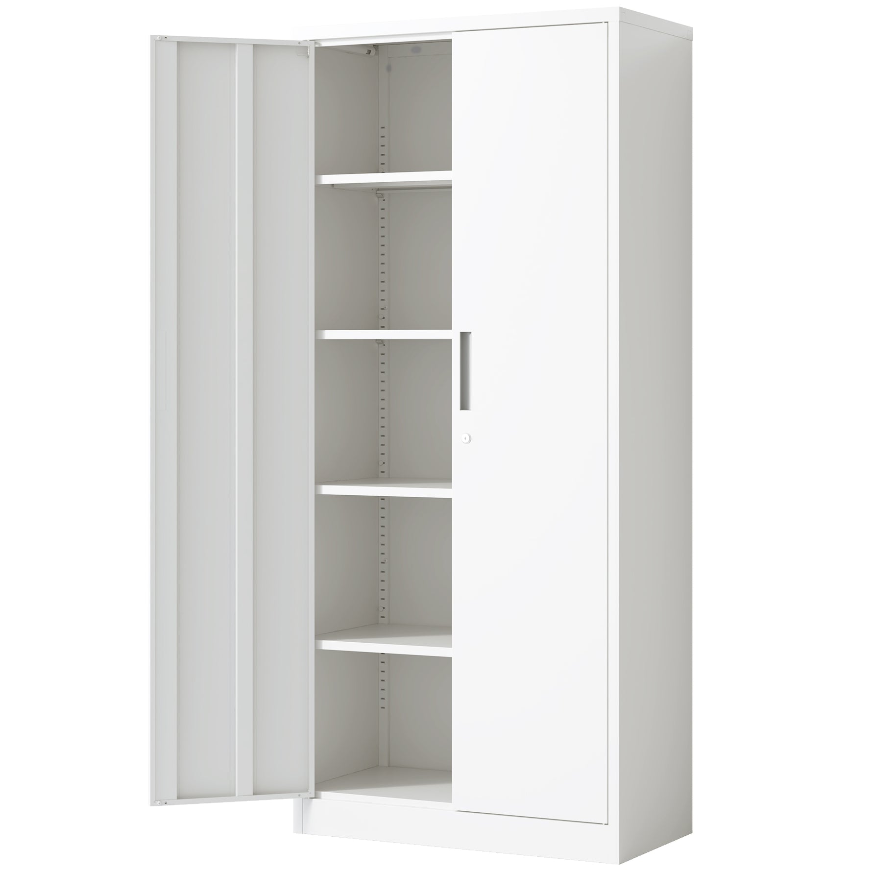 Locking Steel Garage Storage Cabinet with 4 Adjustable Shelves for workshop, garage, storage, or utility use