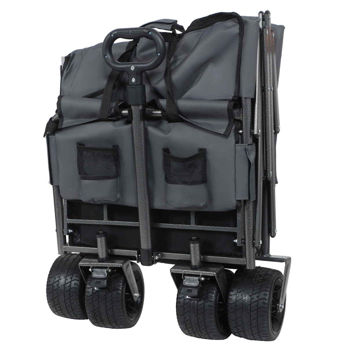 3-in-1 Folding Wagon Cart with Bench Seat & Storage for workshop, garage, storage, or utility use