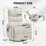 Heat Massage Manual Recliner Chair with Rocker and Swivel in Fabric for Living Room detail image 7