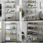 Heavy-Duty Adjustable Wire Shelving Unit with Wheels & Levelers for workshop, garage, storage, or utility use