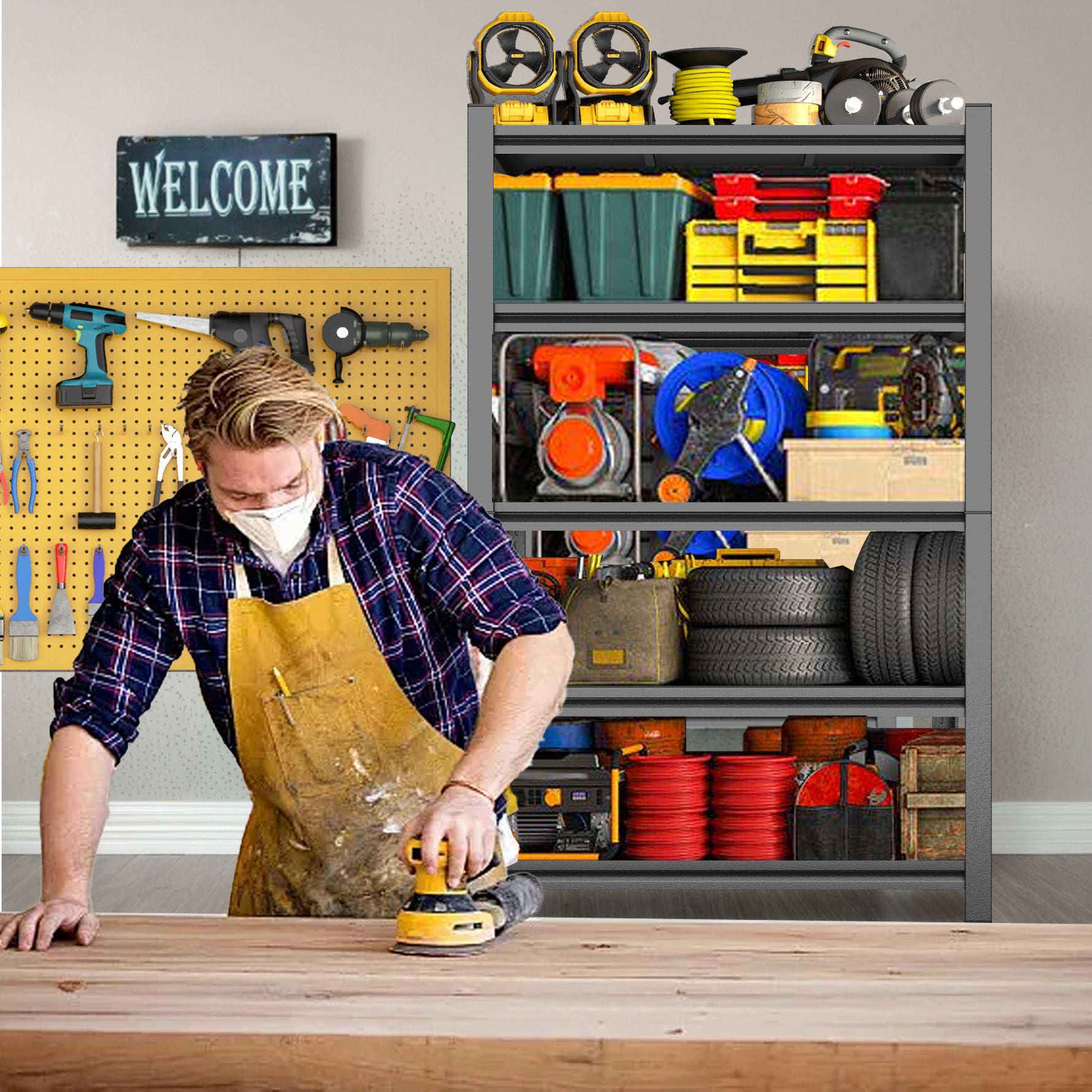 Heavy-Duty Adjustable Metal Storage Shelving Units for workshop, garage, storage, or utility use