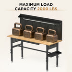 60" Adjustable-Height Workbench with Solid Wood Top for workshop, garage, storage, or utility use