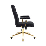 Textured Boucle Gold Office Chair with Padded Arms workspace desk setup