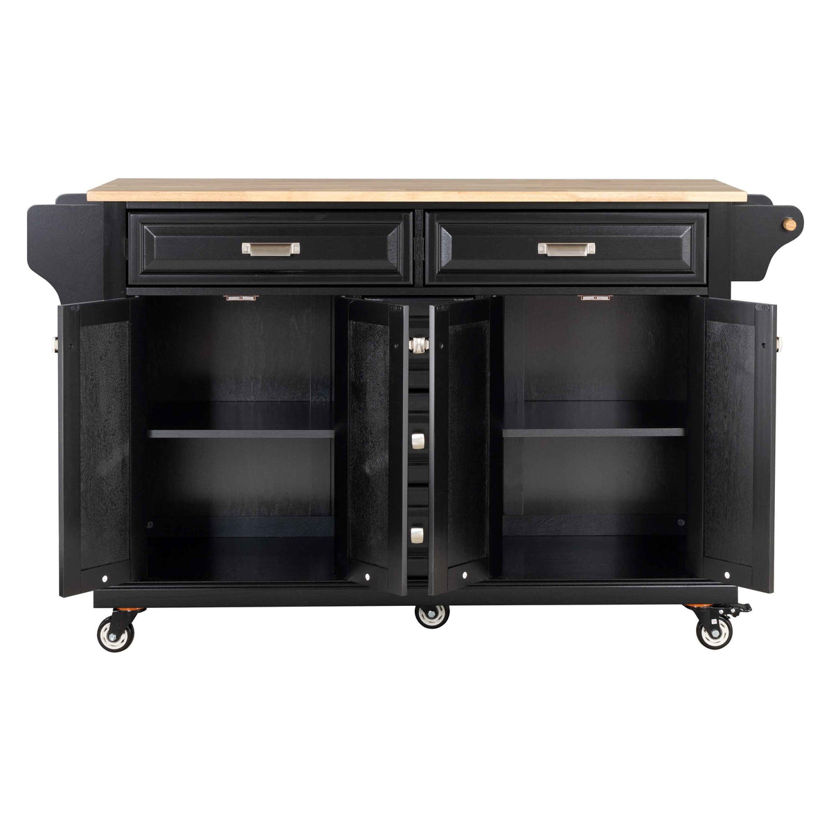 Rubberwood Kitchen Cart with 5 Drawers & Storage Cabinet product view 10
