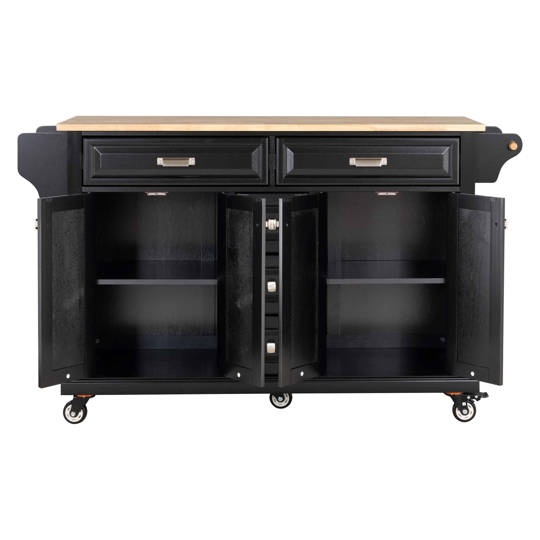 Rubberwood Kitchen Cart with 5 Drawers & Storage Cabinet product view 10