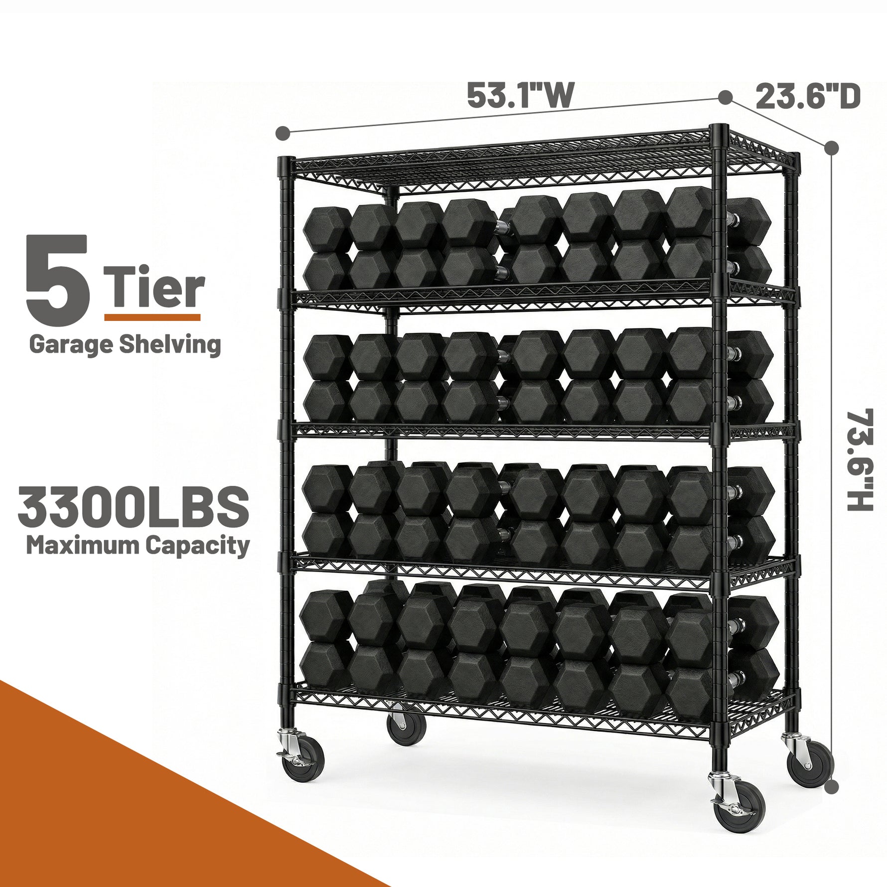 3300 lb Capacity Industrial Metal Shelving Units for workshop, garage, storage, or utility use