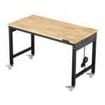 VEVOR Adjustable Height Hardwood Workbench with Power Outlets for workshop, garage, storage, or utility use