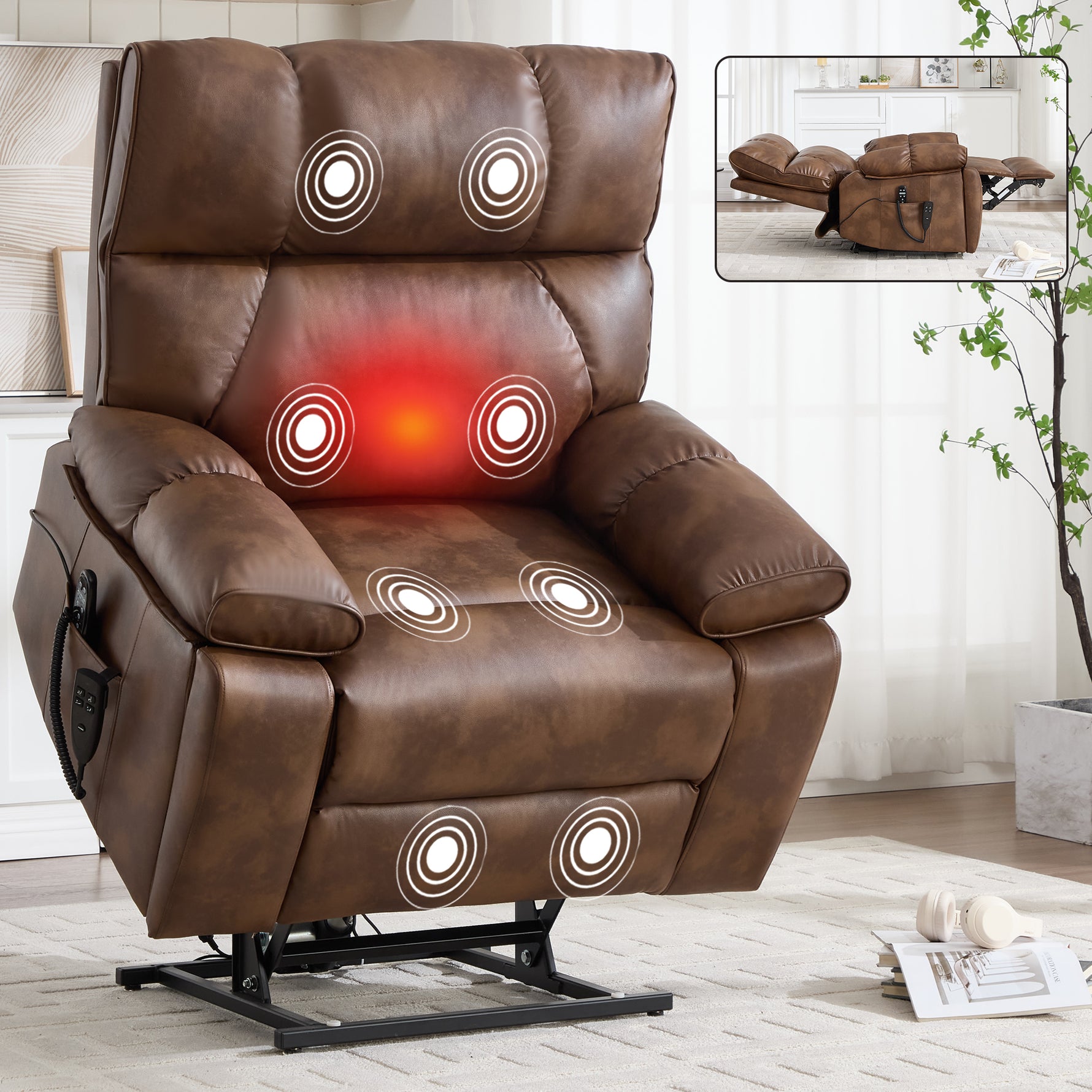 Dual-Motor Power Lift Recliner with Heat & Massage, 350 lb Capacity detail image 98