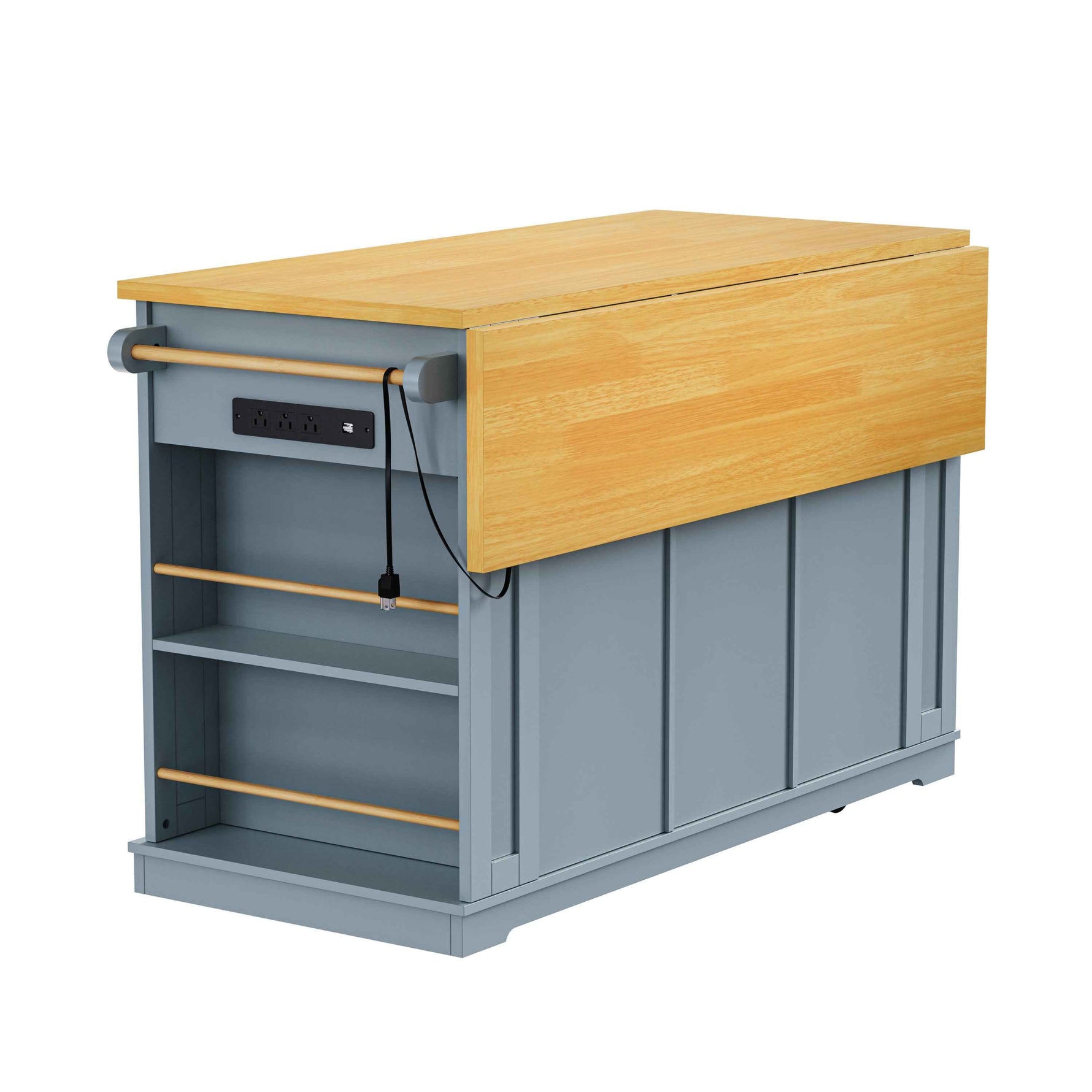 53 in. Farmhouse Kitchen Island with Power Outlet & Stools product view 95