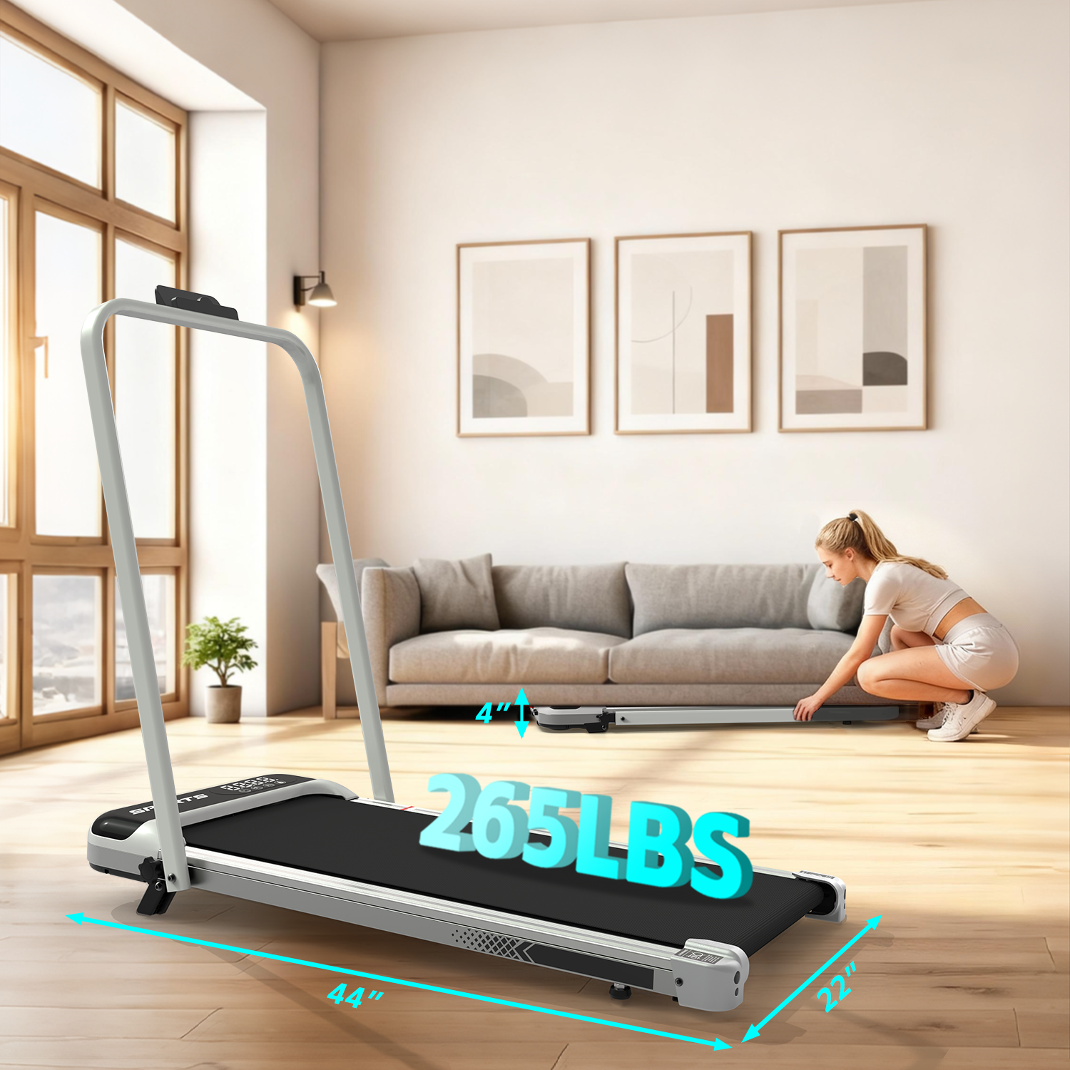 Foldable Under-Desk Walking Pad with Handlebar & Incline under-desk walking pad