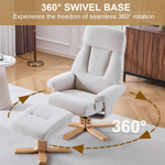 Modern Heated Massage 360° Swivel Recliner Accent Chair with Ottoman, Ergonomic detail image 8