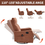 Heat Massage Manual Recliner Chair with Rocker and Swivel in Fabric for Living Room detail image 5