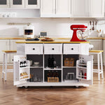 53 in. Farmhouse Kitchen Island with Power Outlet & Stools product view 25