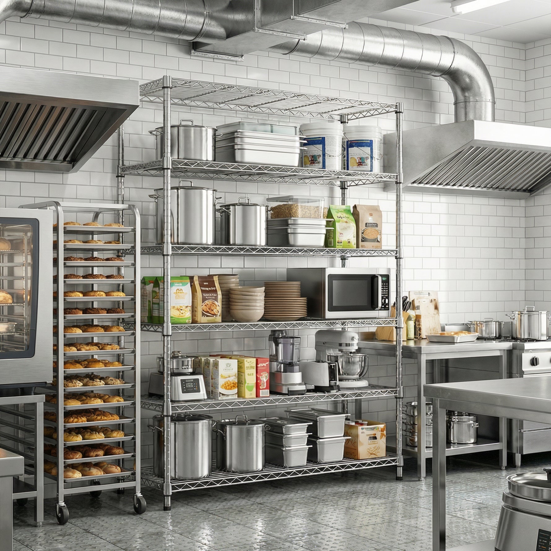 6-Tier Adjustable Wire Shelving Unit, 2100 lb Capacity for workshop, garage, storage, or utility use
