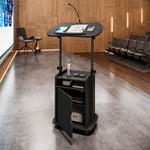 Techni Mobili Sit-to-Stand Laptop Cart with Storage mobile laptop workstation