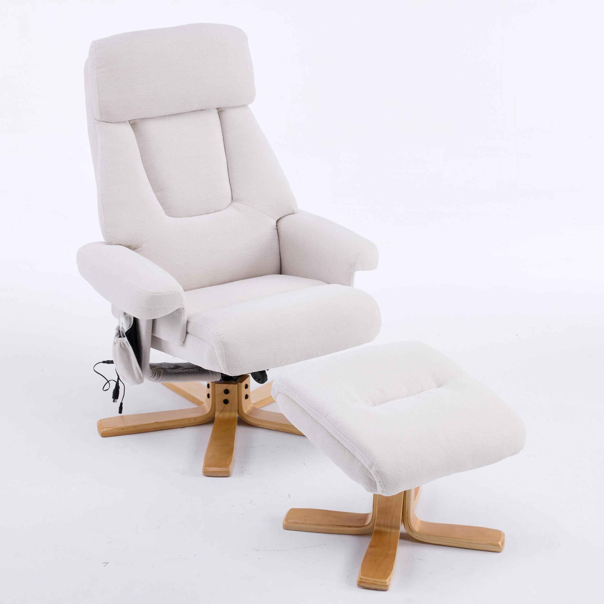 Modern Heated Massage 360° Swivel Recliner Accent Chair with Ottoman, Ergonomic product image