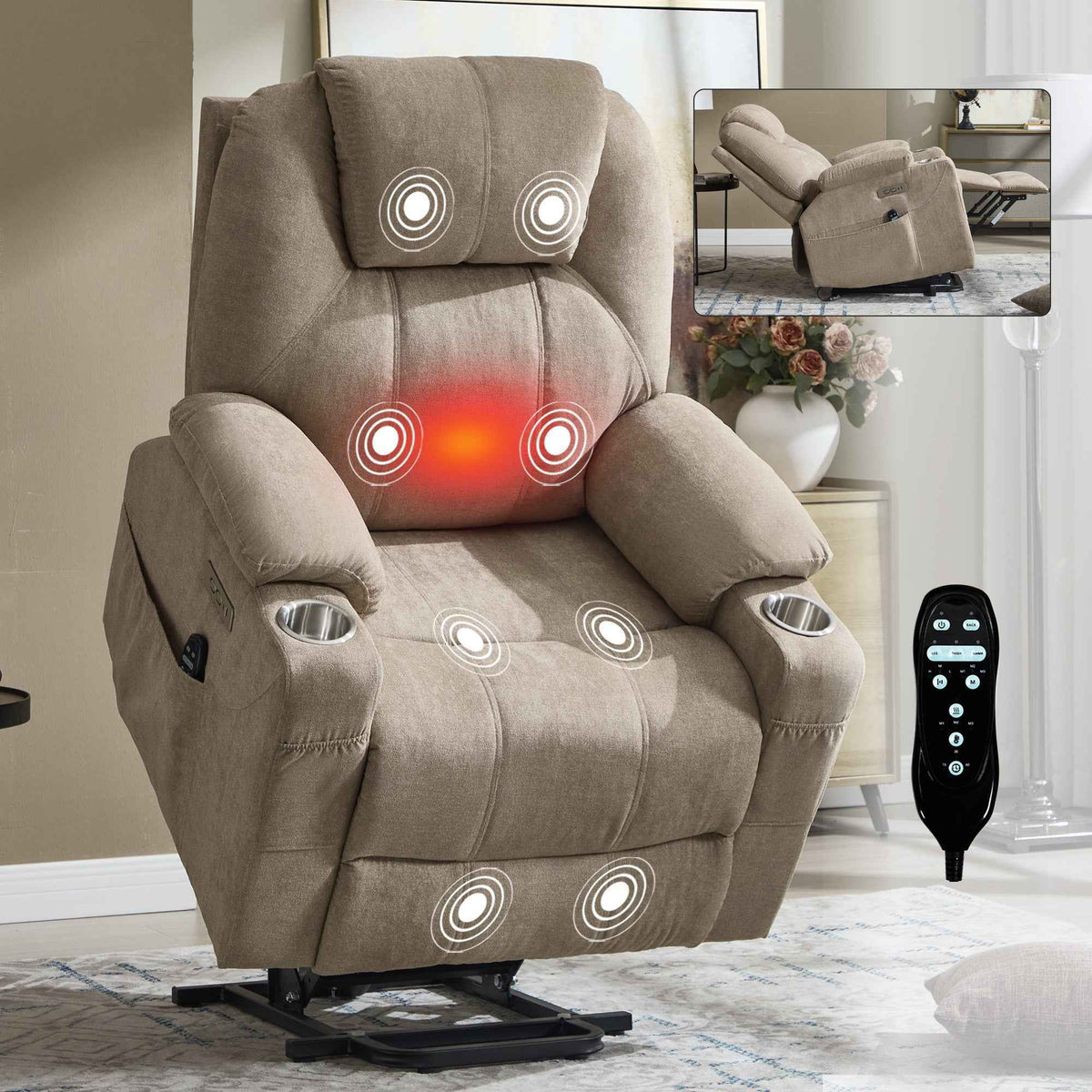 Dual-Motor Leather-Air Power Lift Recliner detail image 3