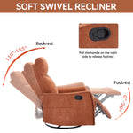 Heat Massage Manual Recliner Chair with Rocker and Swivel in Fabric for Living Room detail image 5