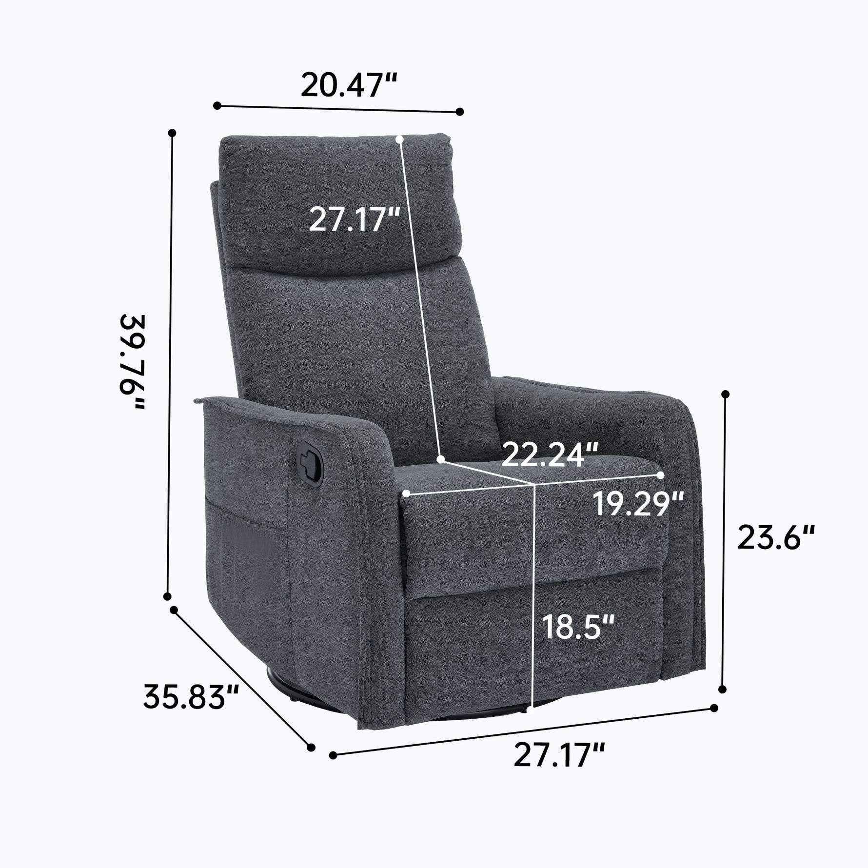 Heat Massage Manual Recliner Chair with Rocker and Swivel in Fabric for Living Room detail image 95