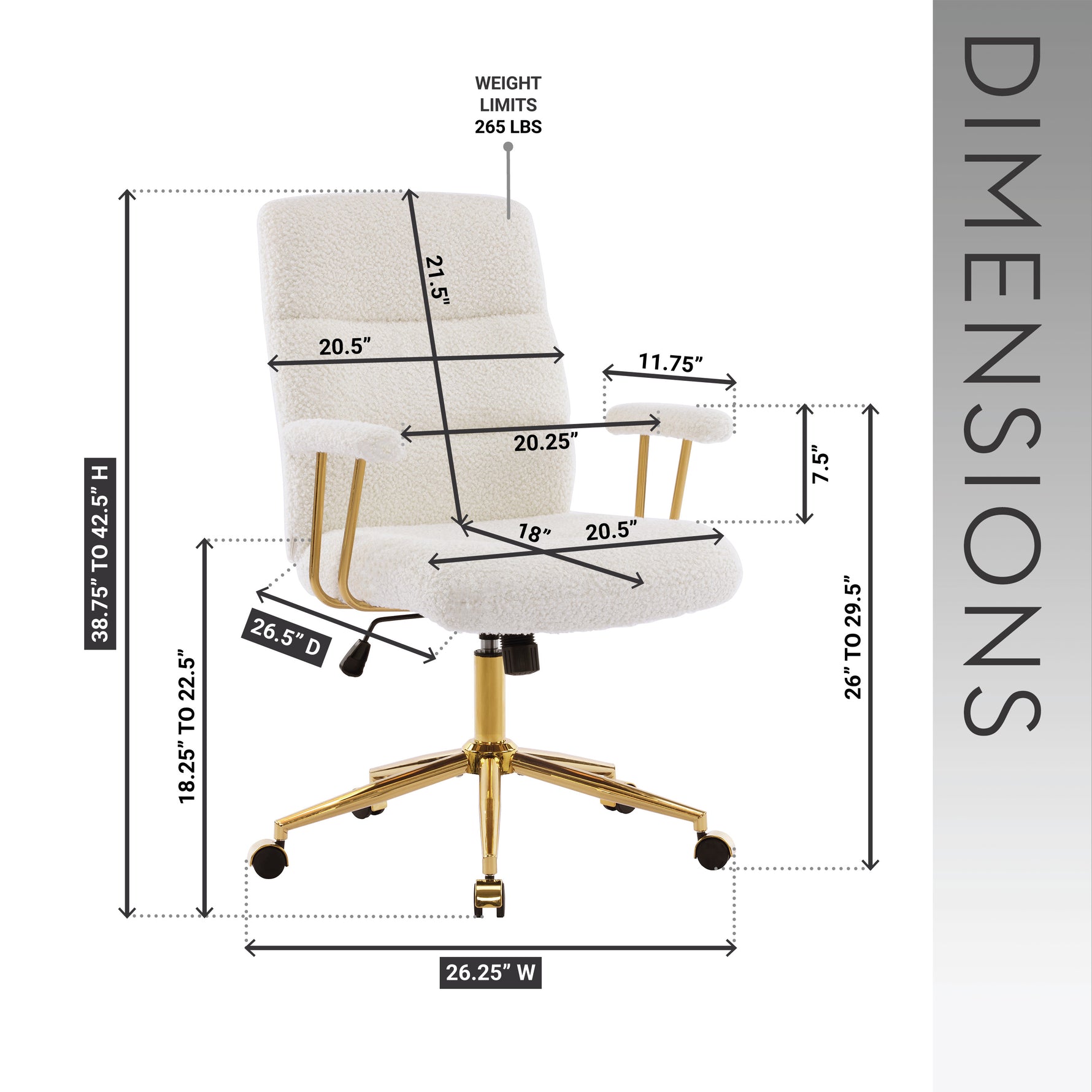 Textured Boucle Gold Office Chair with Padded Arms workspace desk setup
