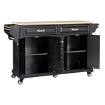 Rubberwood Kitchen Cart with 5 Drawers & Storage Cabinet product view 7