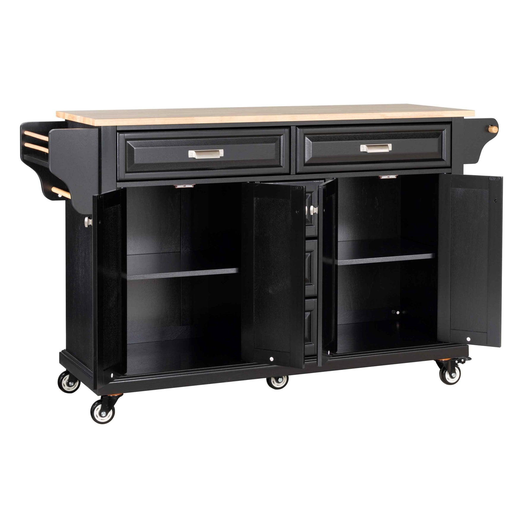 Rubberwood Kitchen Cart with 5 Drawers & Storage Cabinet product view 7