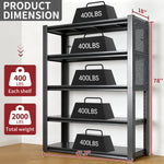 Industrial Heavy-Duty Metal 5-Tier Adjustable Shelving Unit with Pegboard for workshop, garage, storage, or utility use