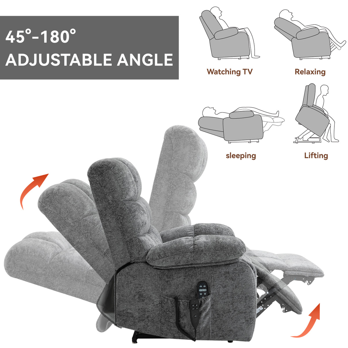 Dual-Motor Lift Recliner with Heat & Massage, 350 lb Capacity detail image 43